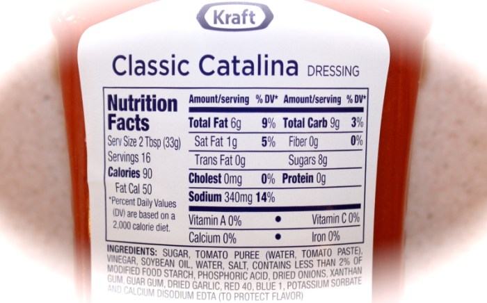 Nutrition facts catalina dressing